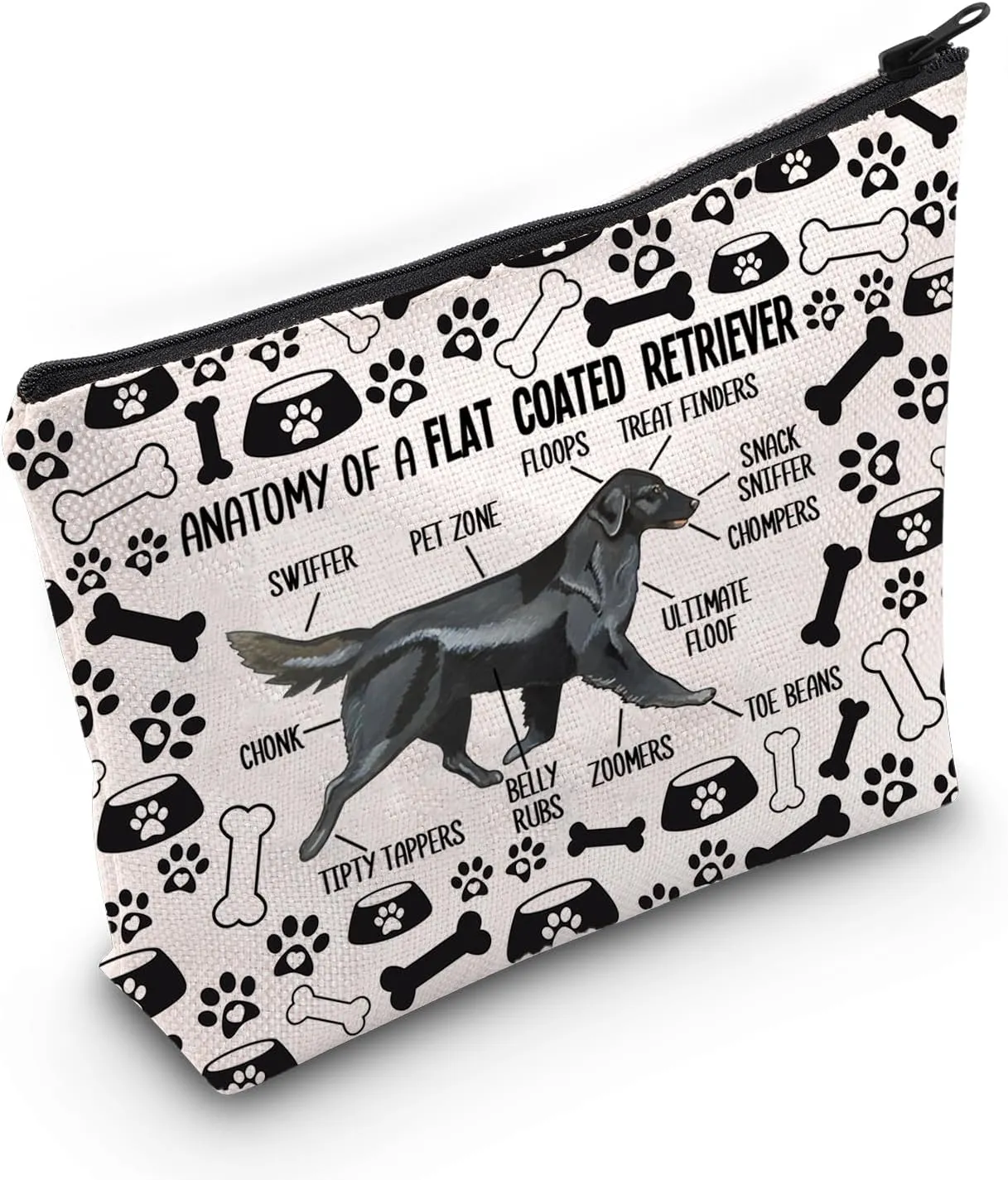 MNIGIU Flat Coated Retriever Cosmetic Bag Flat Coated Retriever Dog Lover GiftFlat Coated Retriever Owner Gift (FCR Dog Bag)