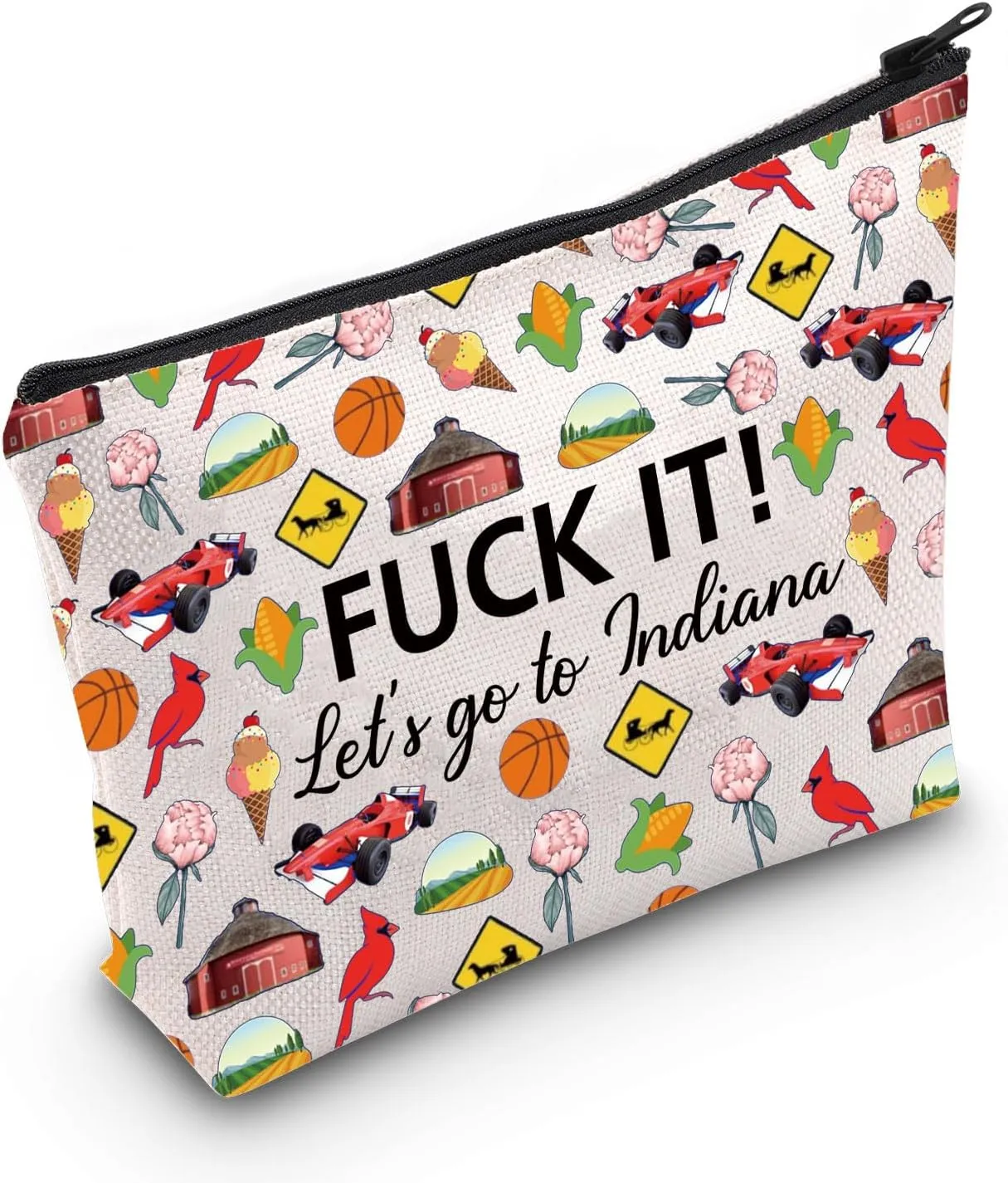 MNIGIU Indiana Cosmetic Makeup Bag Indiana Travel Gift Indiana Travel Pouch Girls Trip to Indiana Gift for Her (Go to Indiana), Medium