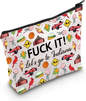 MNIGIU Indiana Cosmetic Makeup Bag Indiana Travel Gift Indiana Travel Pouch Girls Trip to Indiana Gift for Her (Go to Indiana), Medium
