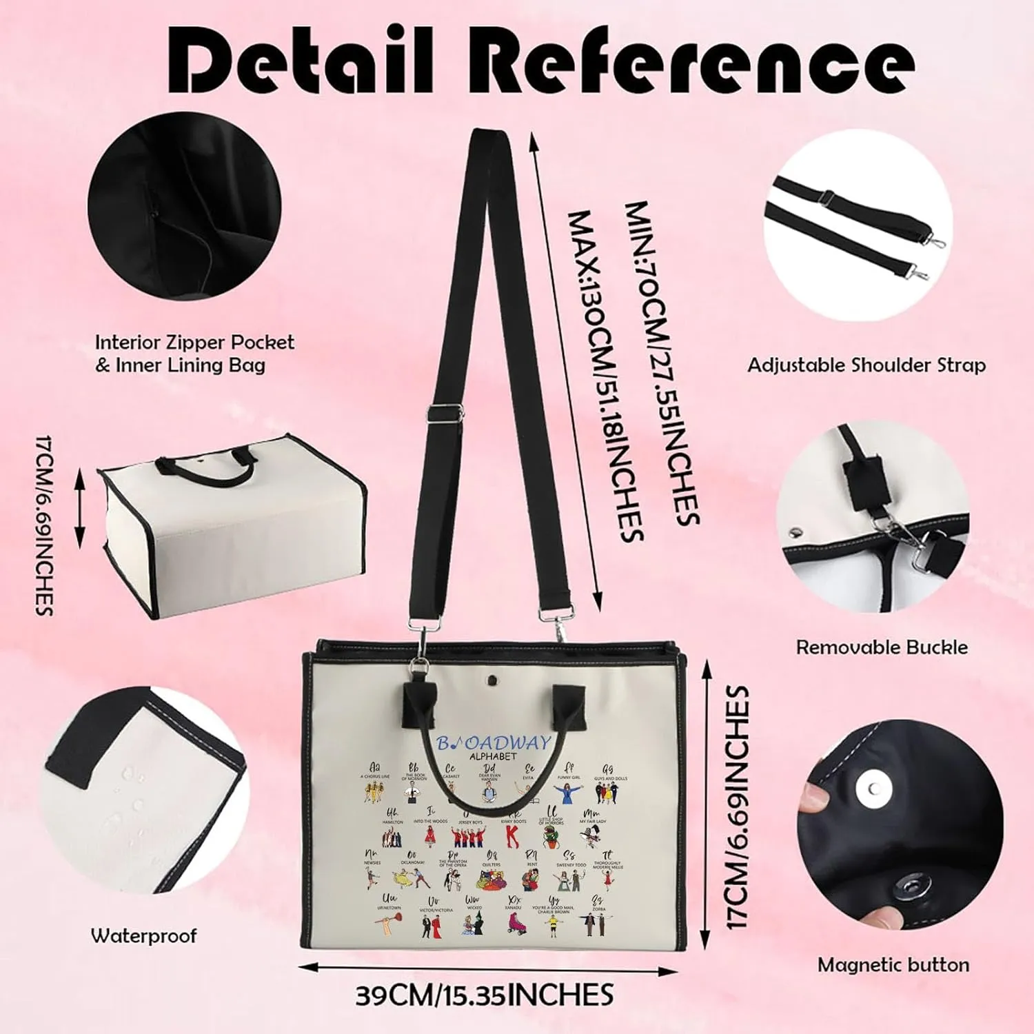 MNIGIU Musical Tote Bag Musical Lover Gift Musical Merchandise Musical Lover Gift