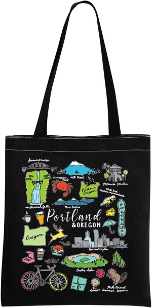 MNIGIU Portland Tote Bag - Travel Gift, Oregon State Gifts, Portland Souvenir