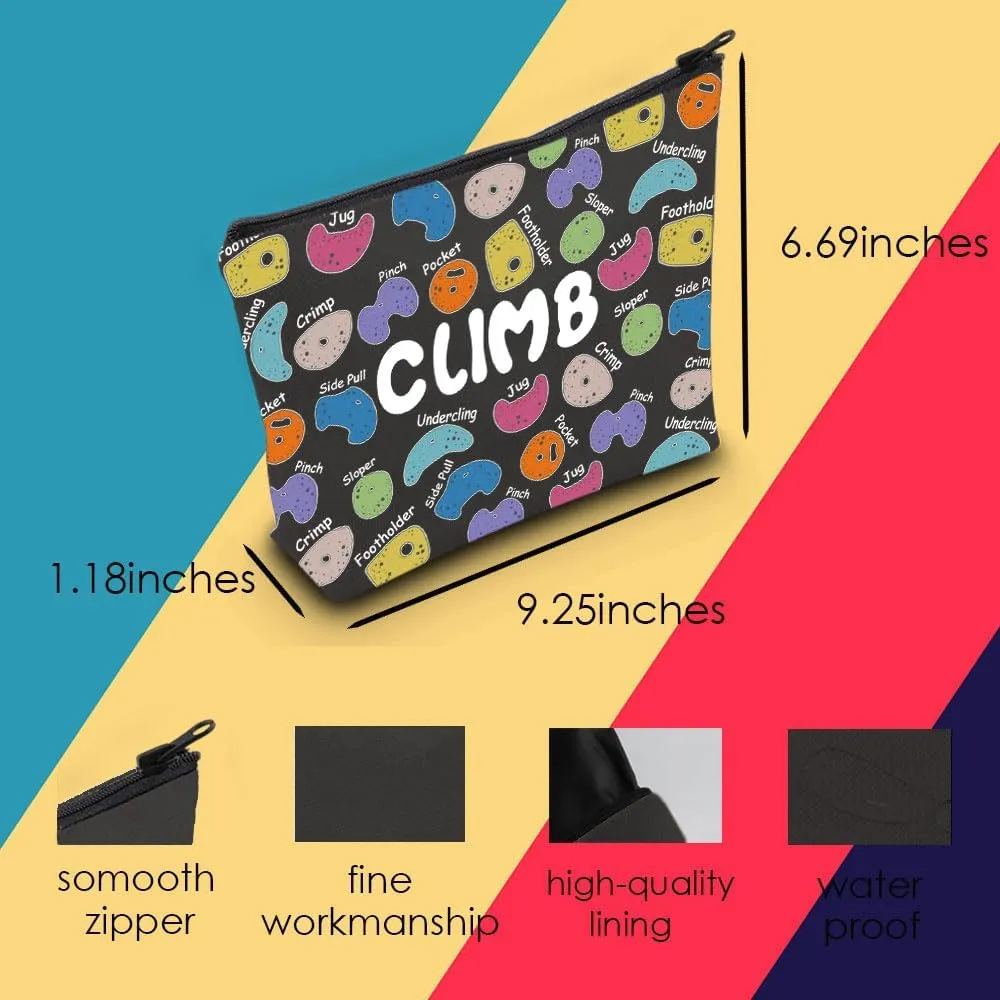 MNIGIU Rock Climber Gift for Women Rock Climbing Cosmetic Bag Climb Gift Rock Climbing Bouldering Lover Gift (Climb Black Bag)