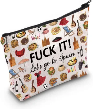 MNIGIU Spain Cosmetic Makeup Bag Spain Travel Gift Spain Travel Pouch Girls Trip to Spain Gift for Her (Go to Spain), Medium