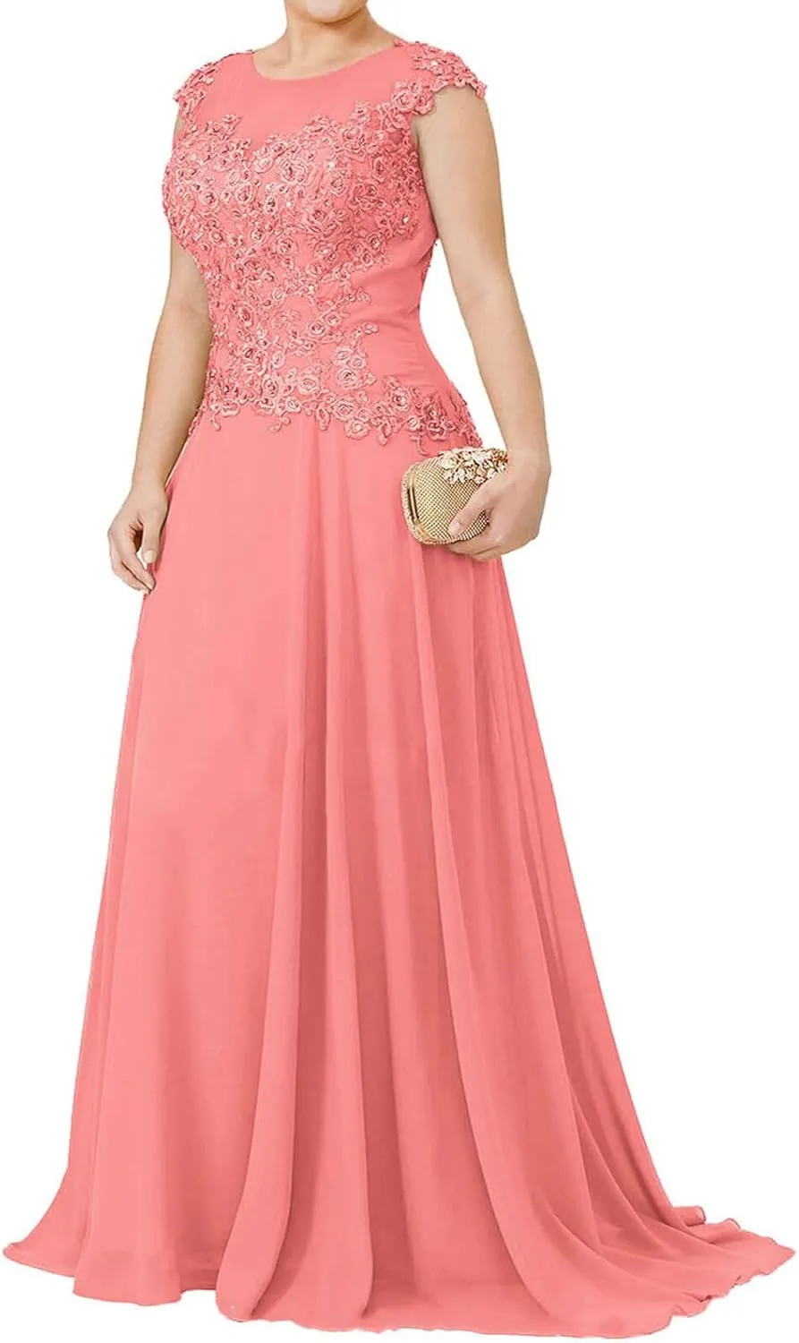 Mother of The Bride Dresses Plus Size - Appliqued Chiffon Formal Wedding Guest Dresses
