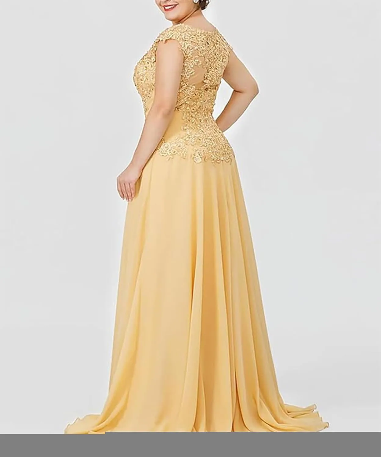 Mother of The Bride Dresses Plus Size - Appliqued Chiffon Formal Wedding Guest Dresses