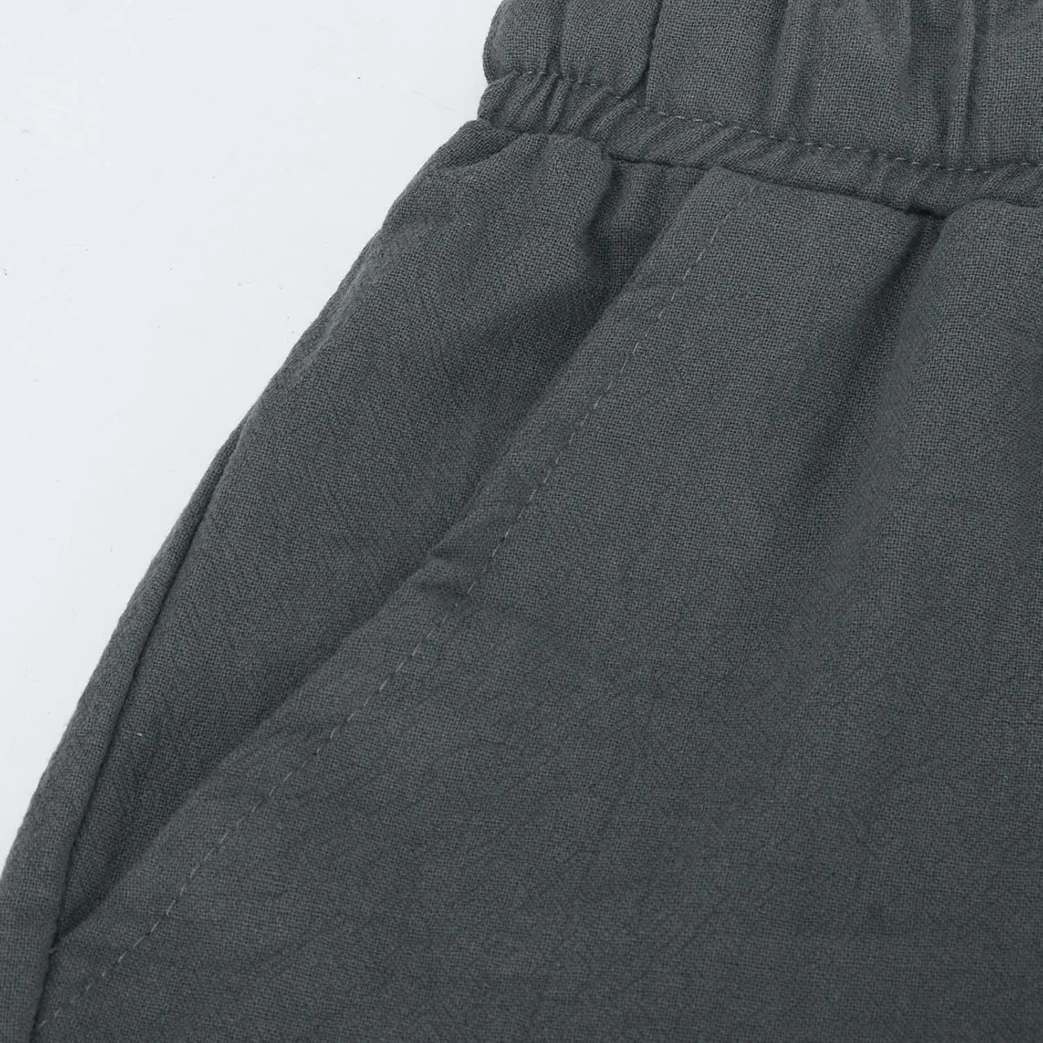 Muscularfit Men's Big & Tall Casual Drawstring Cotton Linen Shorts with Pockets - Regular Fit Stretch Work & Beach Shorts
