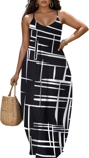 Nhicdns Women's Summer Plus Size Hawaiian Dresses Tie Dye Spaghetti Strap Maxi Dress Beach Boho Casual Sundress