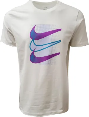 Nike Men's Sportswear Swoosh T-Shirts (Medium, White Plum/Magenta Multi Swoosh)
