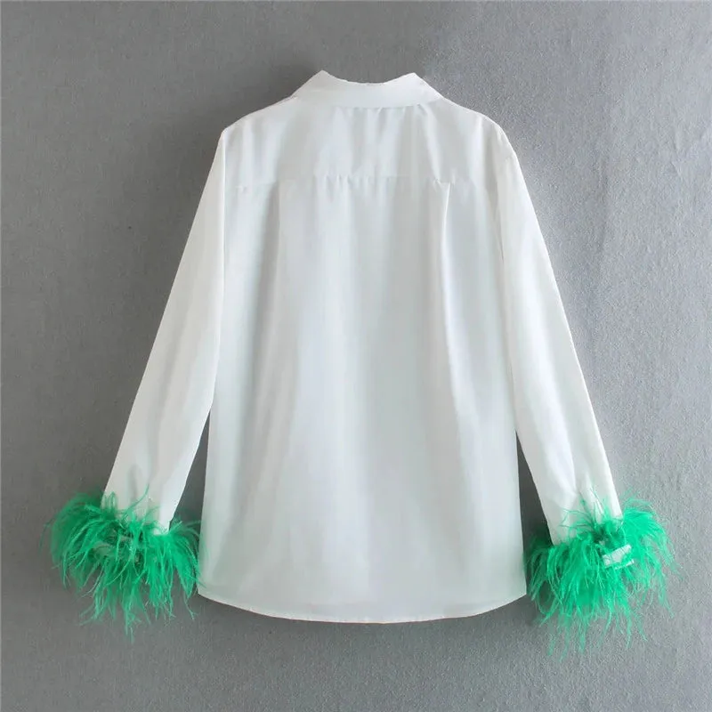 Octavia Feather Cuffed Shirt