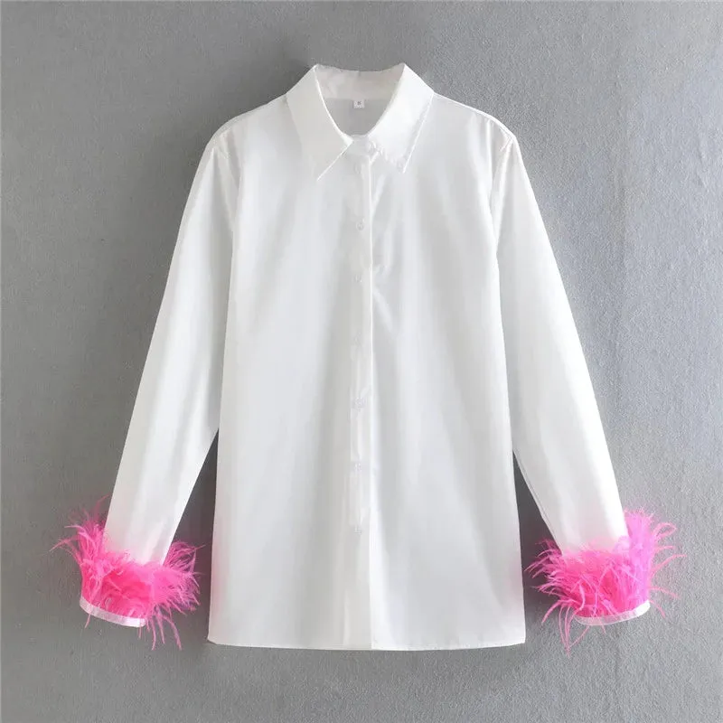 Octavia Feather Cuffed Shirt