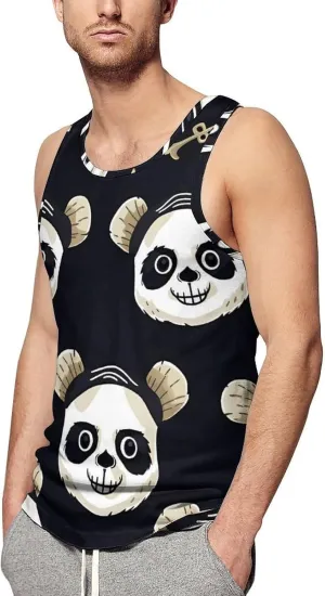 Panda Mens Tank Top Undershirt Sleeveless Gym Vest Workout T-Shirts