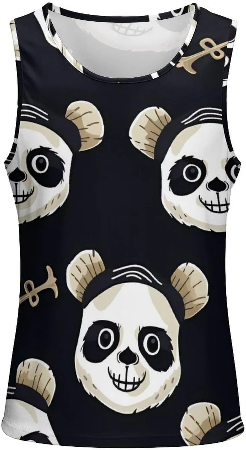 Panda Mens Tank Top Undershirt Sleeveless Gym Vest Workout T-Shirts