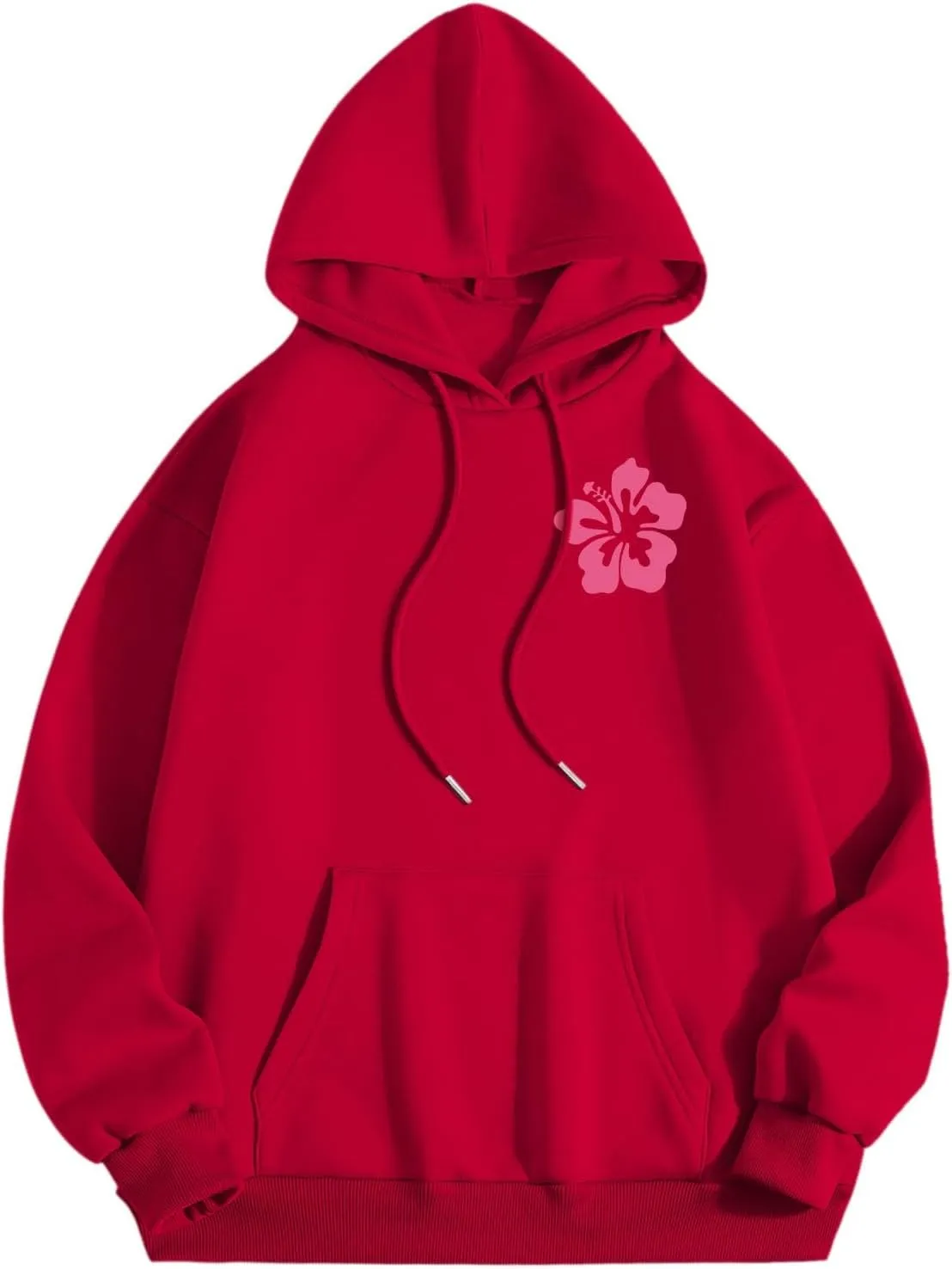 Pink Graphic Oversized Hoodies for Women Teen Girls 2024 Trendy Cute Preppy Sweatshirts Long Sleeve Y2K Tops Pullover