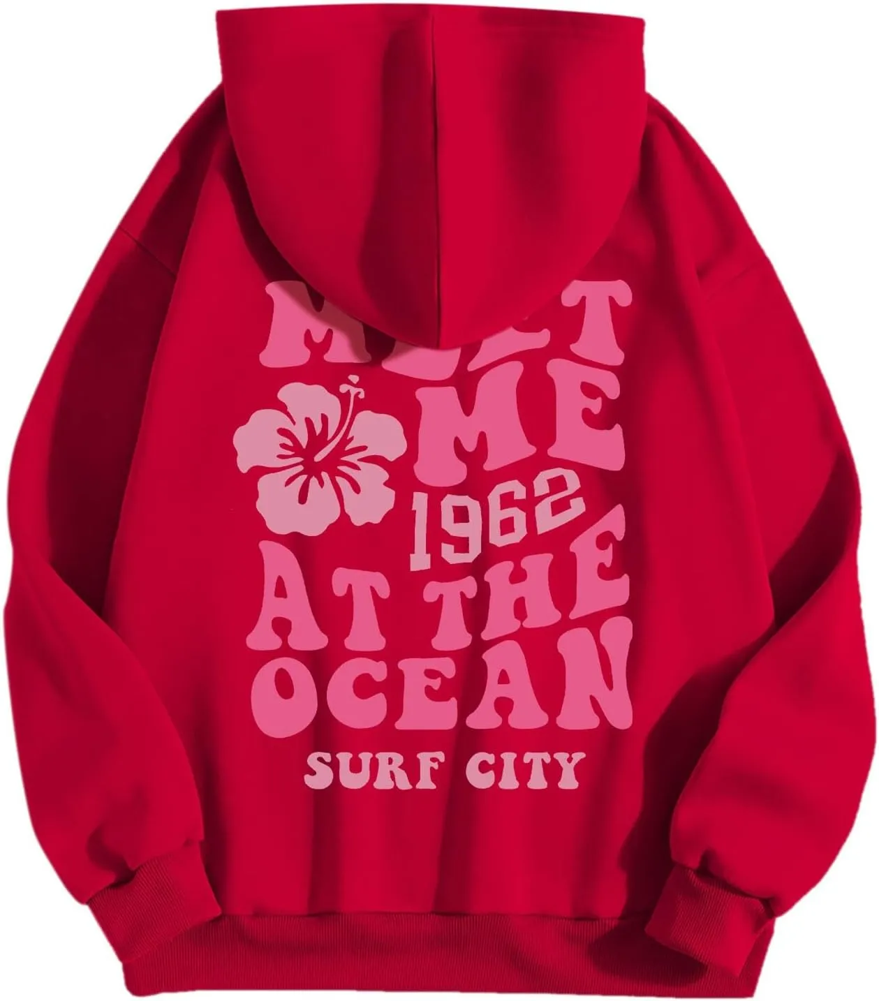 Pink Graphic Oversized Hoodies for Women Teen Girls 2024 Trendy Cute Preppy Sweatshirts Long Sleeve Y2K Tops Pullover