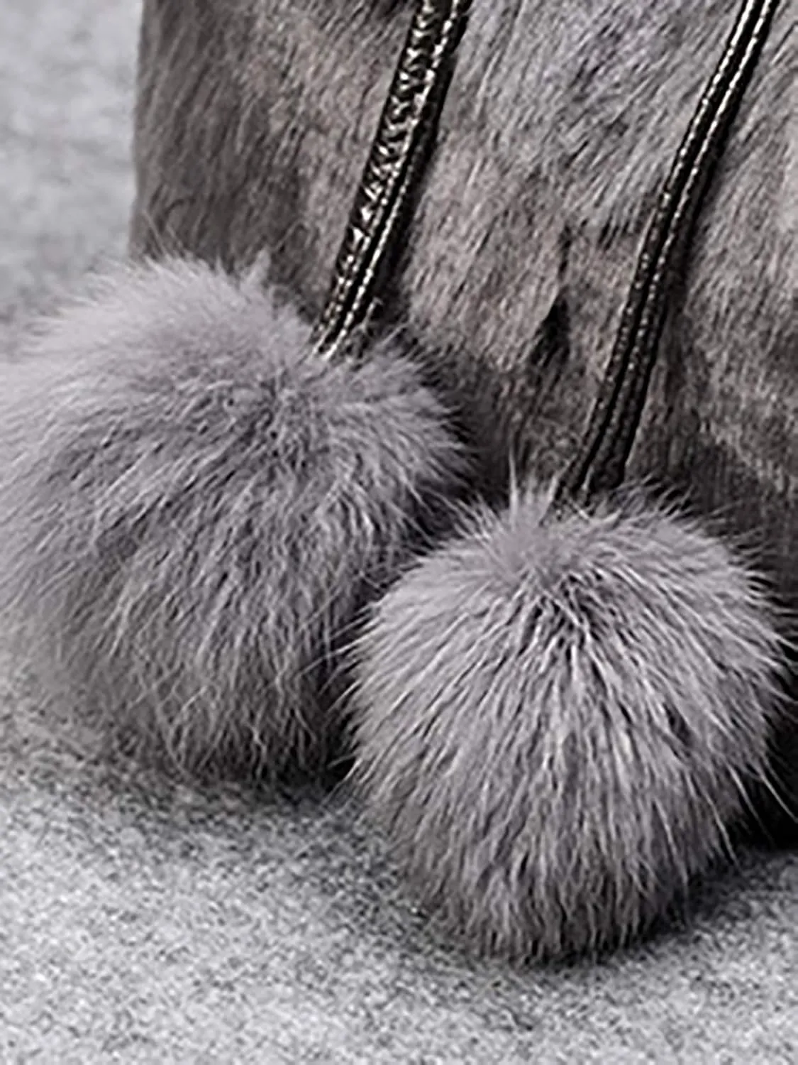 Plush Bucket Handbag Faux Fur Drawstring Fluffy Crossbody Bag Handle Shoulder Tote Bag