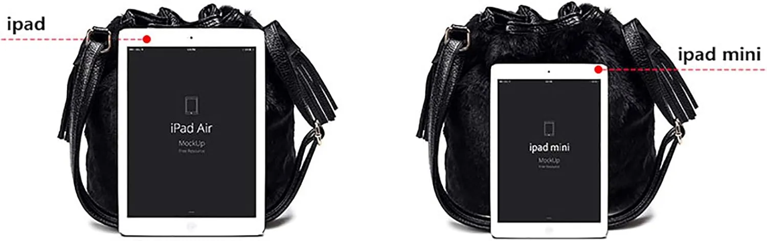 Plush Bucket Handbag Faux Fur Drawstring Fluffy Crossbody Bag Handle Shoulder Tote Bag