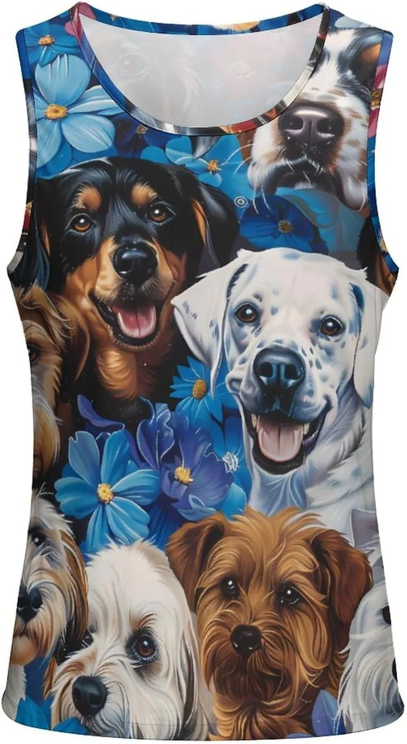 Puppy Dog Mens Tank Top Undershirt Sleeveless Gym Vest Workout T-Shirts