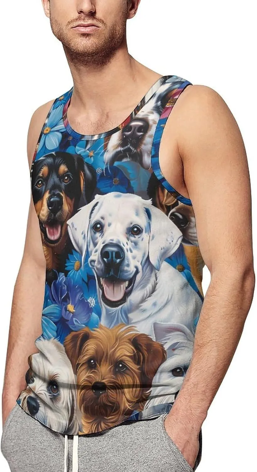 Puppy Dog Mens Tank Top Undershirt Sleeveless Gym Vest Workout T-Shirts