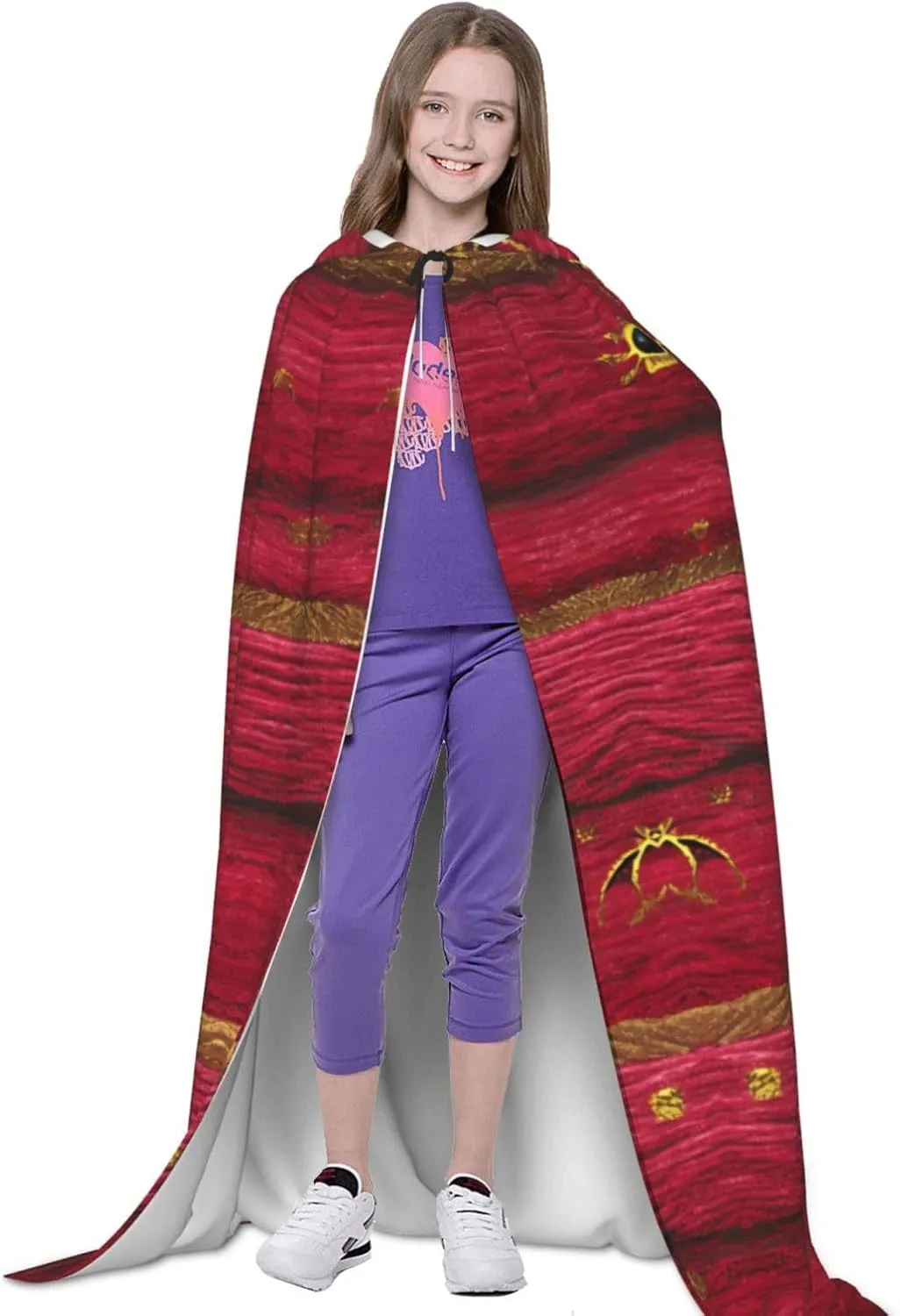 Purple Horror Red Halloween Cape For Teenagers, Hooded Cloak Long Cape Costume Cloak For Party Or Cosplay