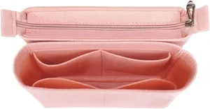 Purse Organizer Insert Bucket Felt Cloth Insert Bag Organizer Makeup Handbag Organizer Travel Inner Purse Portable Cosmetic Bags(Pink)