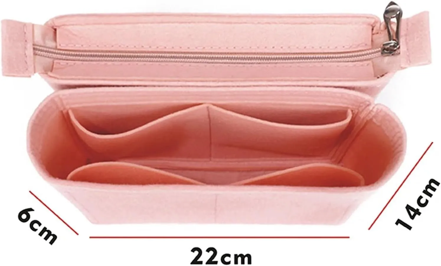 Purse Organizer Insert Bucket Felt Cloth Insert Bag Organizer Makeup Handbag Organizer Travel Inner Purse Portable Cosmetic Bags(Pink)