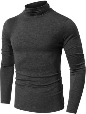 QUEGO Men's T-Shirts Men Solid High Neck Tee T-Shirts for Men (Color : Dark Grey, Size : X-Large)