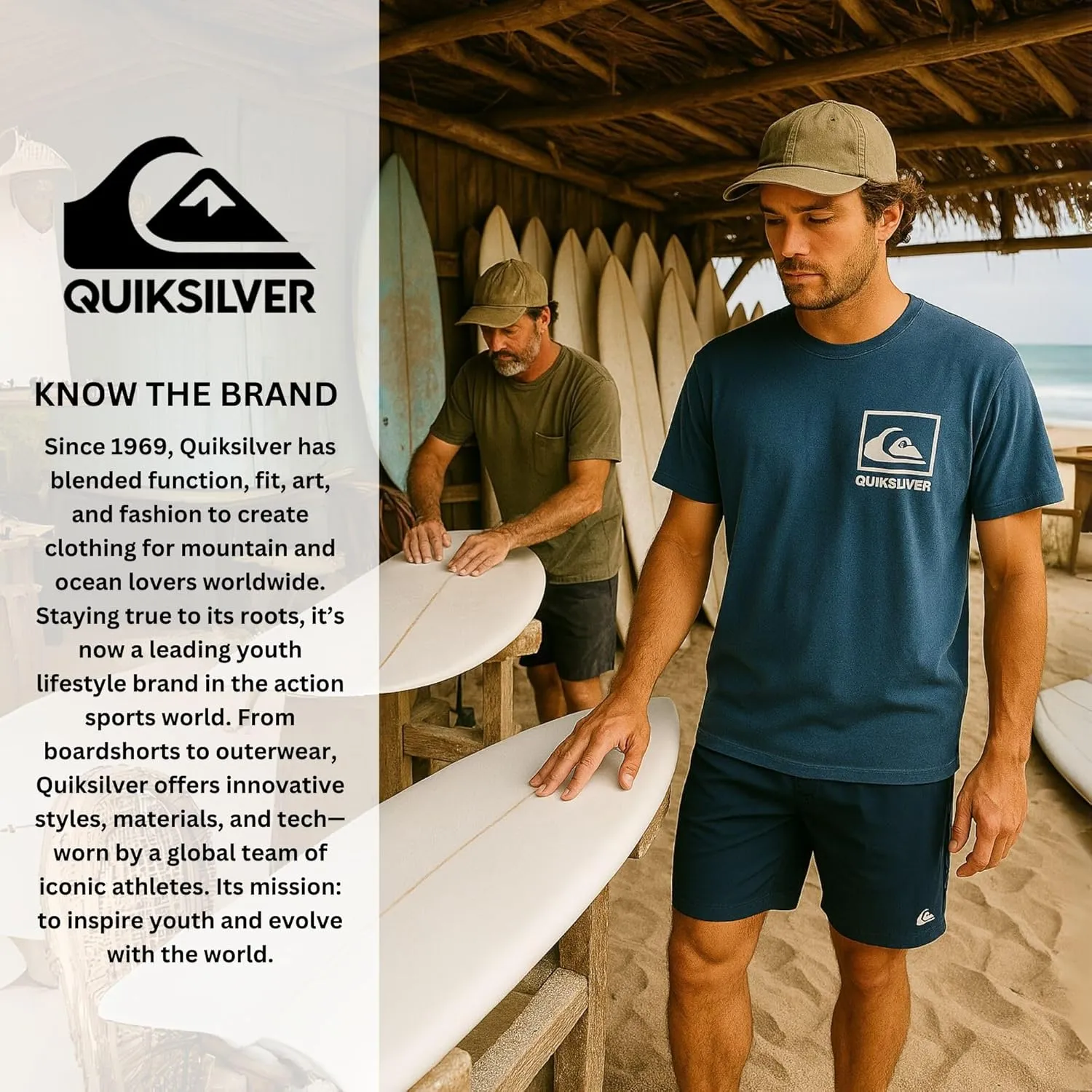 Quiksilver Big and Tall T-Shirts for Men - Mens Short Sleeve Cotton Crewneck Tee