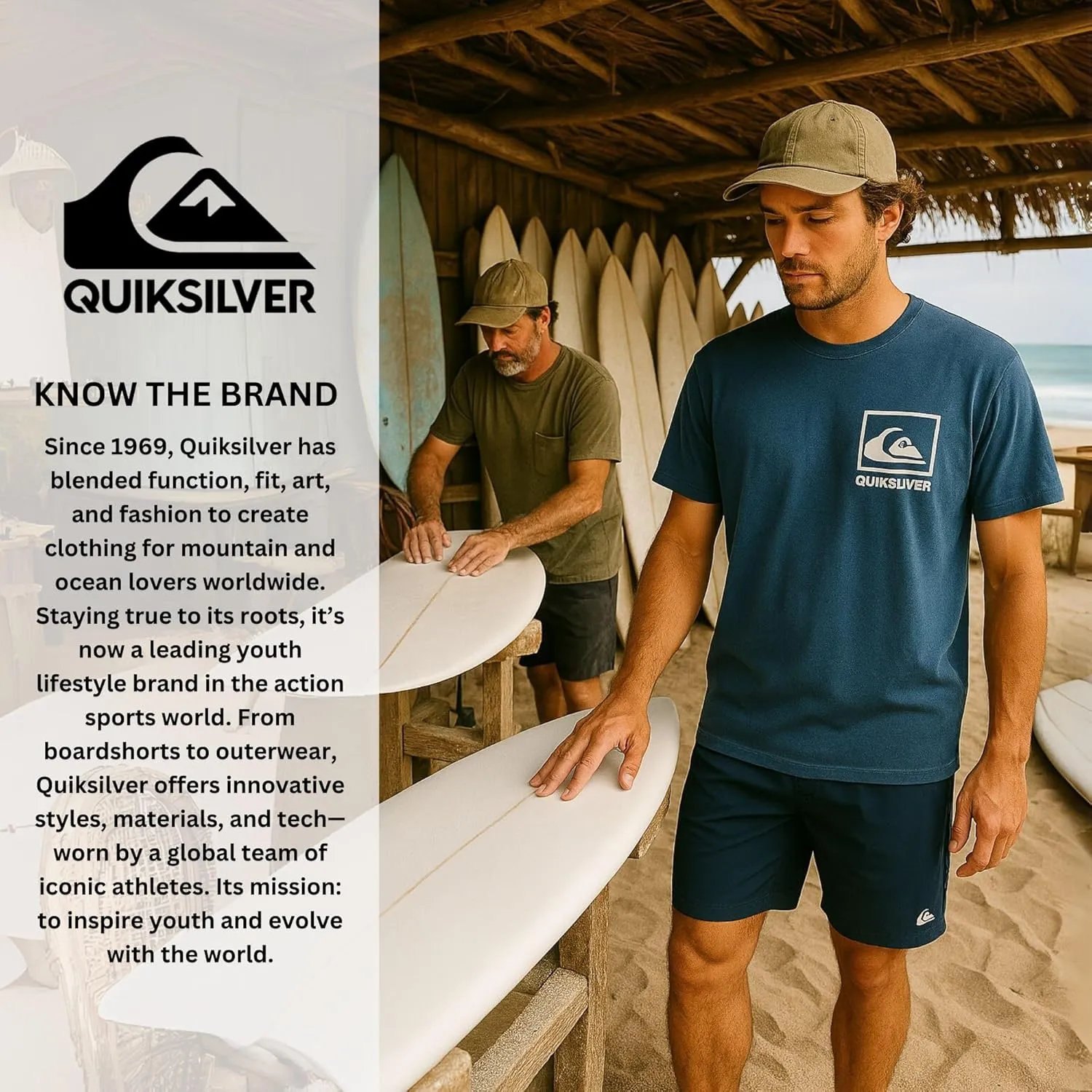 Quiksilver Big and Tall T-Shirts for Men - Mens Short Sleeve Cotton Crewneck Tee