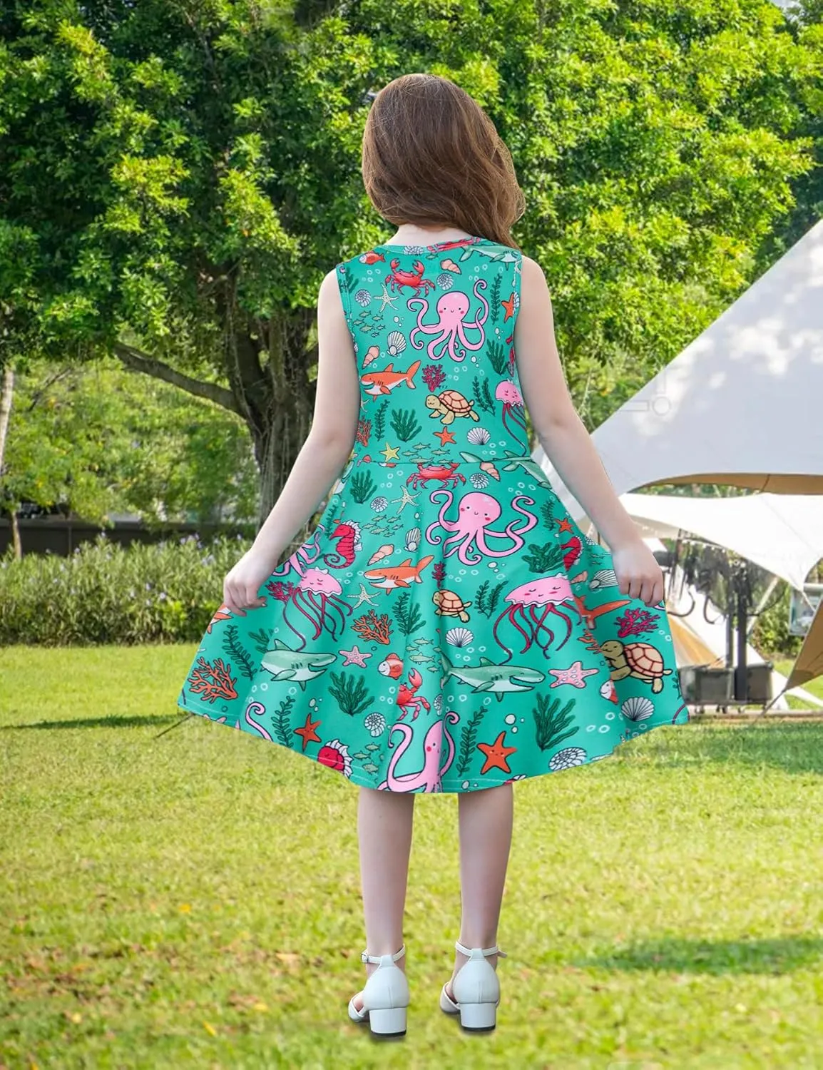 RAISEVERN Girls Dresses Sleeveless Summer Casual Swing Sundress for 4-15 Years