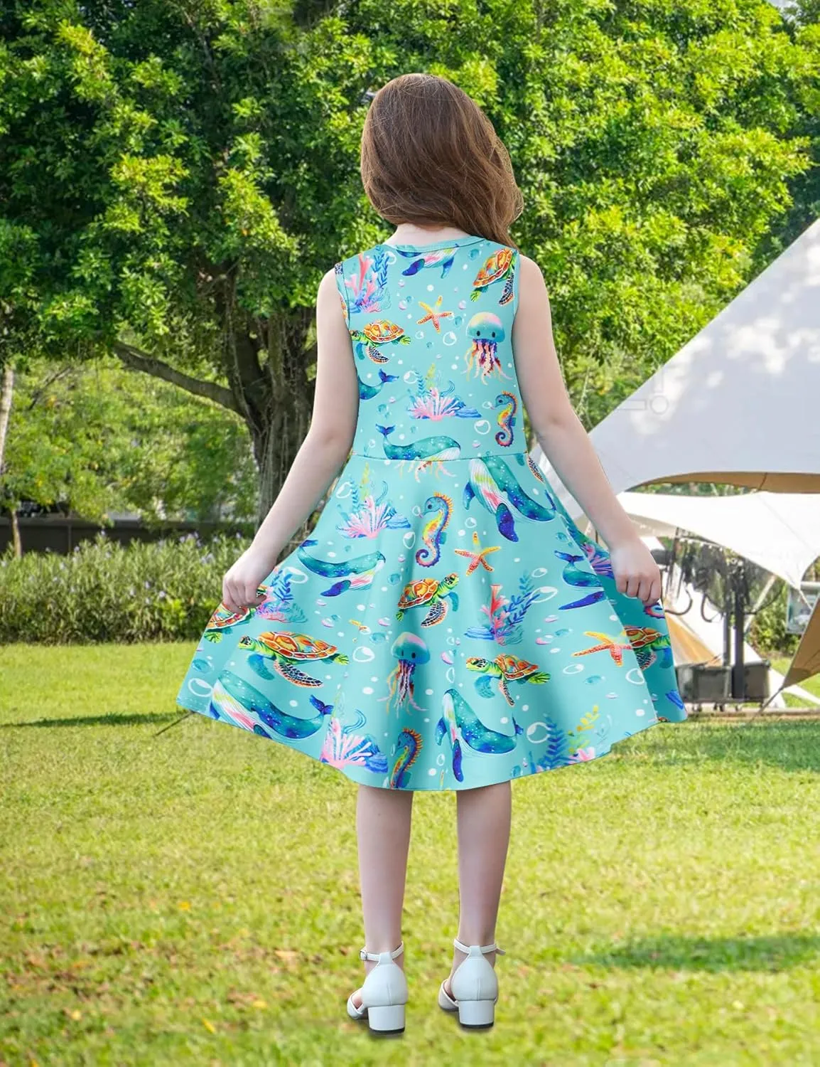 RAISEVERN Girls Dresses Sleeveless Summer Casual Swing Sundress for 4-15 Years