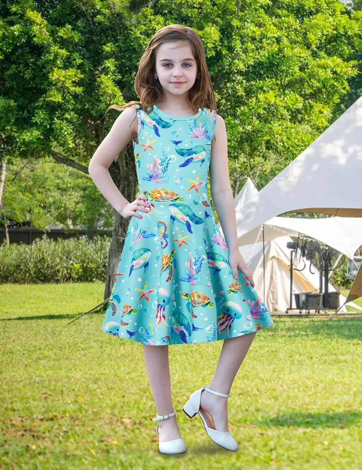 RAISEVERN Girls Dresses Sleeveless Summer Casual Swing Sundress for 4-15 Years