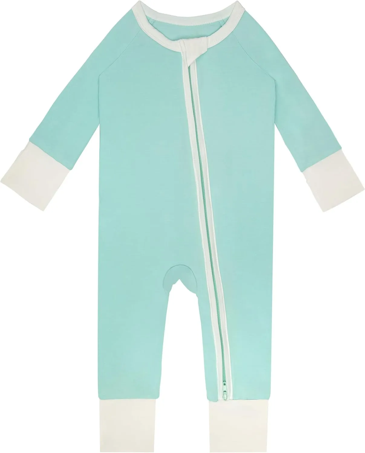 Rayon of Bamboo Pajamas Rompers 2 Way Zipper Long Sleeve Footless Rompers