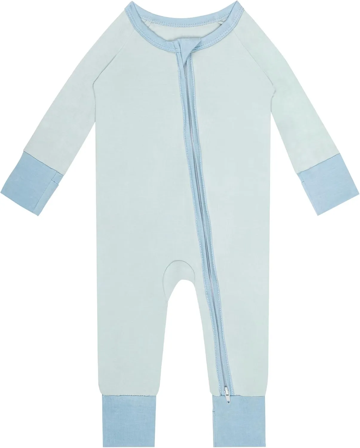Rayon of Bamboo Pajamas Rompers 2 Way Zipper Long Sleeve Footless Rompers