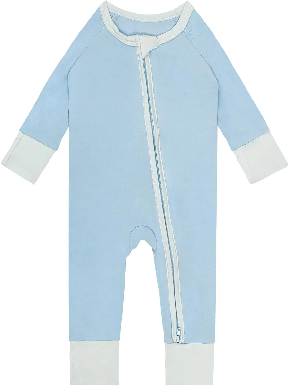 Rayon of Bamboo Pajamas Rompers 2 Way Zipper Long Sleeve Footless Rompers