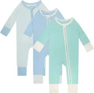 Rayon of Bamboo Pajamas Rompers 2 Way Zipper Long Sleeve Footless Rompers