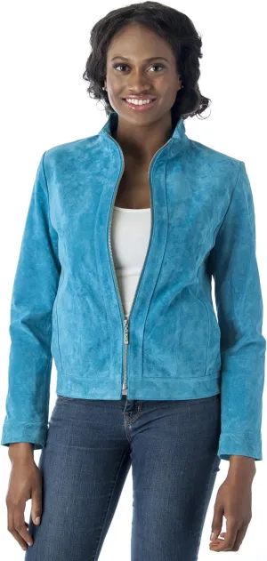 REED Women's 22'' Misses Fit Stand Up Collar Leather Jacket