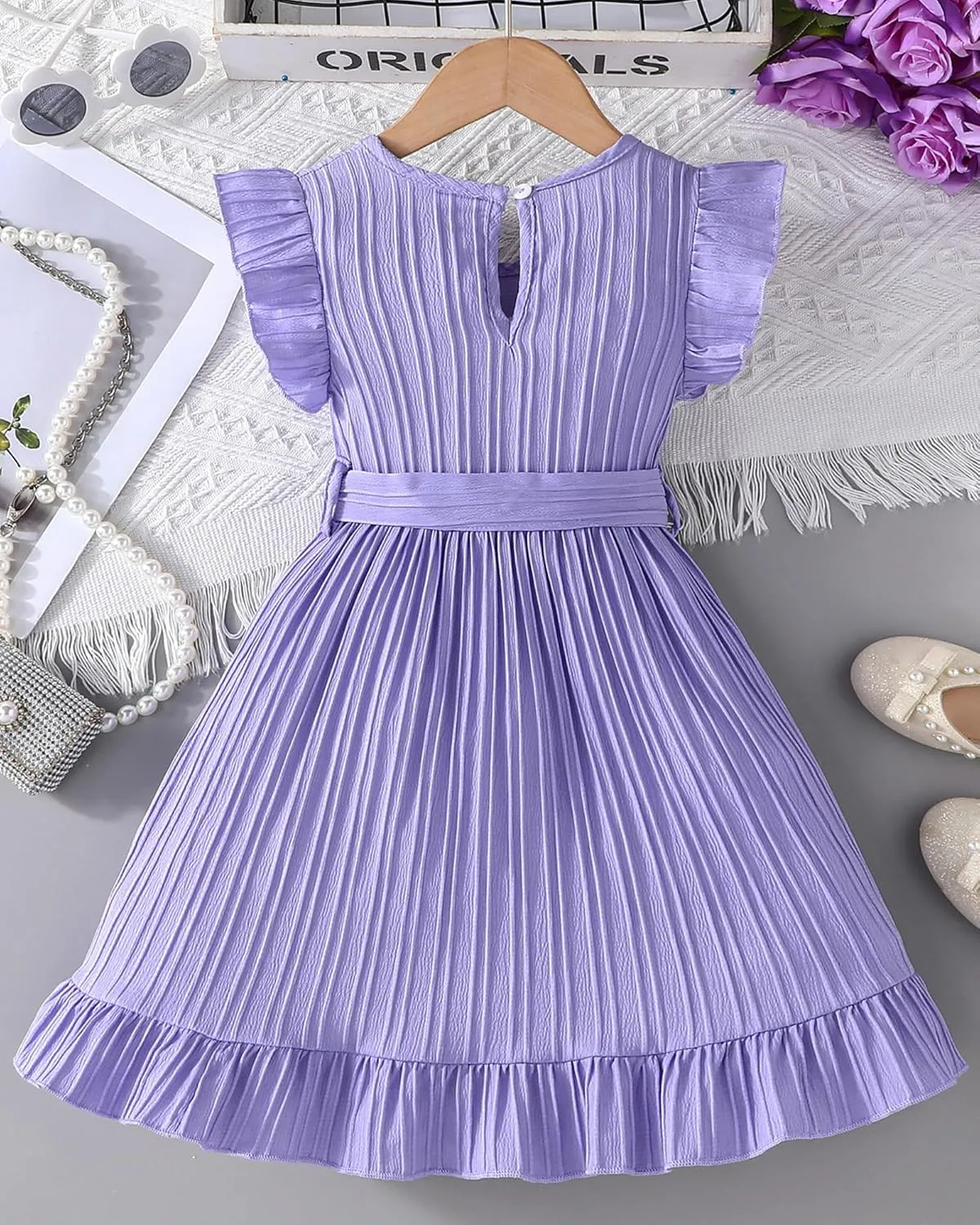 Rosibel Toddler Girls Dress Kids Ruffles Sleeveless Casual Dresses Little Girls Summer Beach Sundress 2-7Y