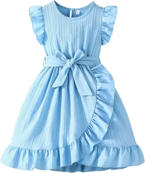 Rosibel Toddler Girls Dress Kids Ruffles Sleeveless Casual Dresses Little Girls Summer Beach Sundress 2-7Y