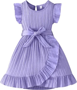 Rosibel Toddler Girls Dress Kids Ruffles Sleeveless Casual Dresses Little Girls Summer Beach Sundress 2-7Y