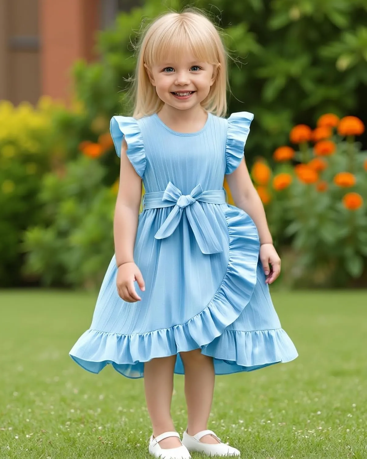 Rosibel Toddler Girls Dress Kids Ruffles Sleeveless Casual Dresses Little Girls Summer Beach Sundress 2-7Y