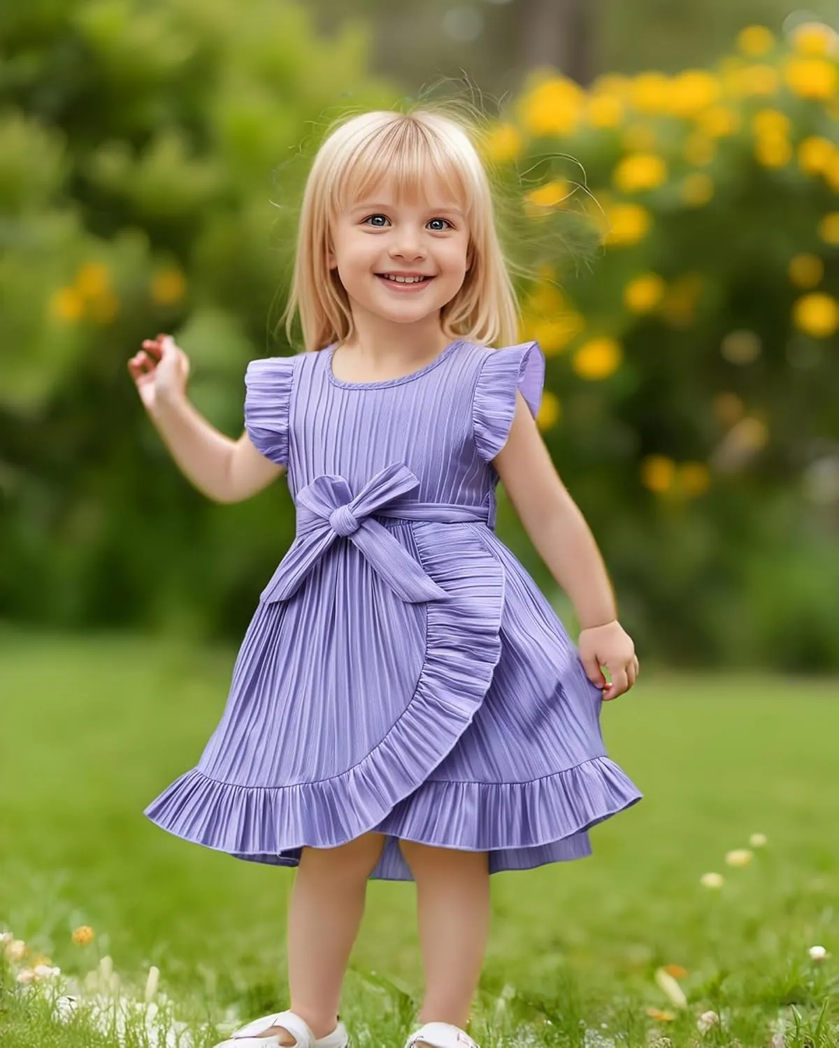 Rosibel Toddler Girls Dress Kids Ruffles Sleeveless Casual Dresses Little Girls Summer Beach Sundress 2-7Y
