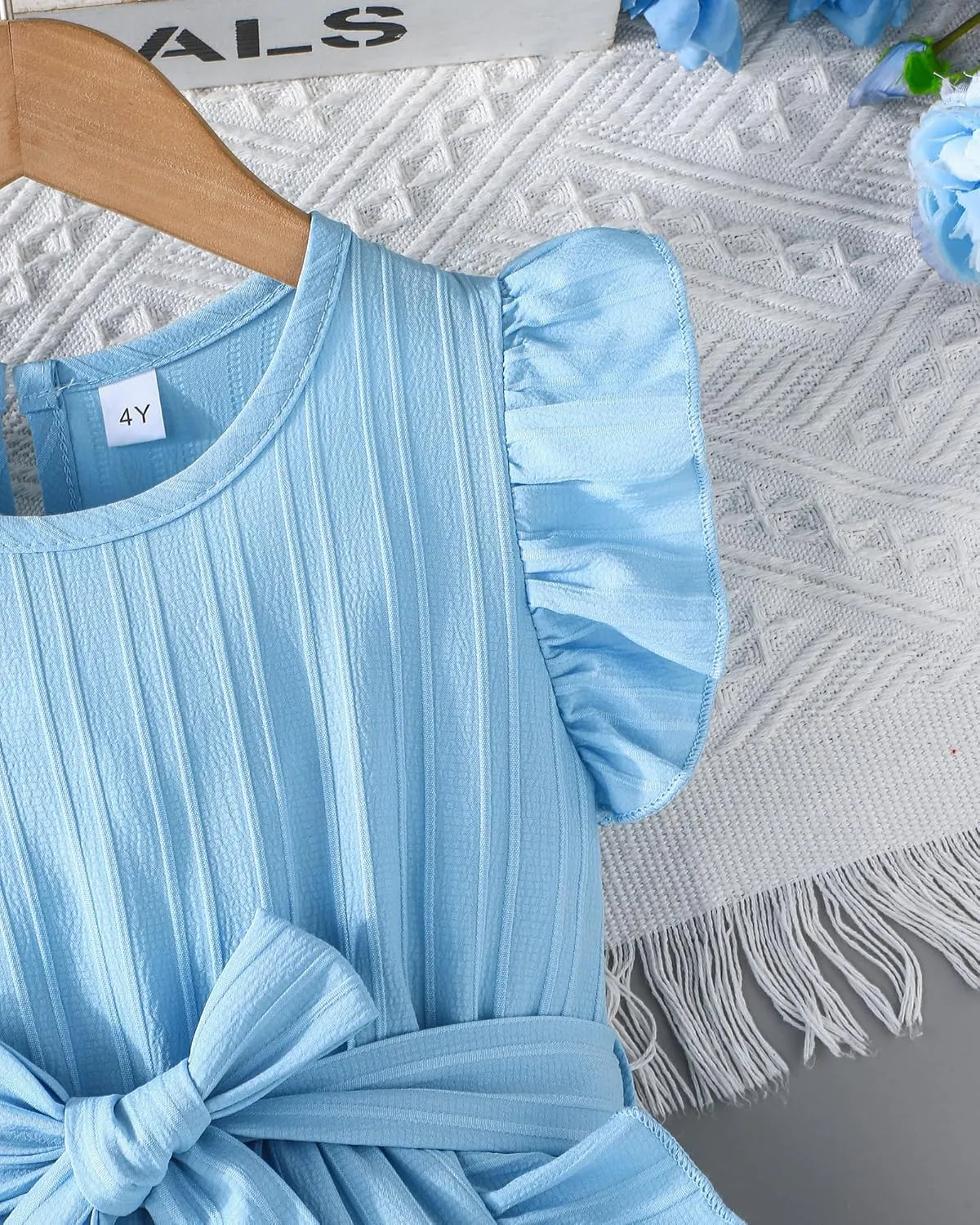 Rosibel Toddler Girls Dress Kids Ruffles Sleeveless Casual Dresses Little Girls Summer Beach Sundress 2-7Y