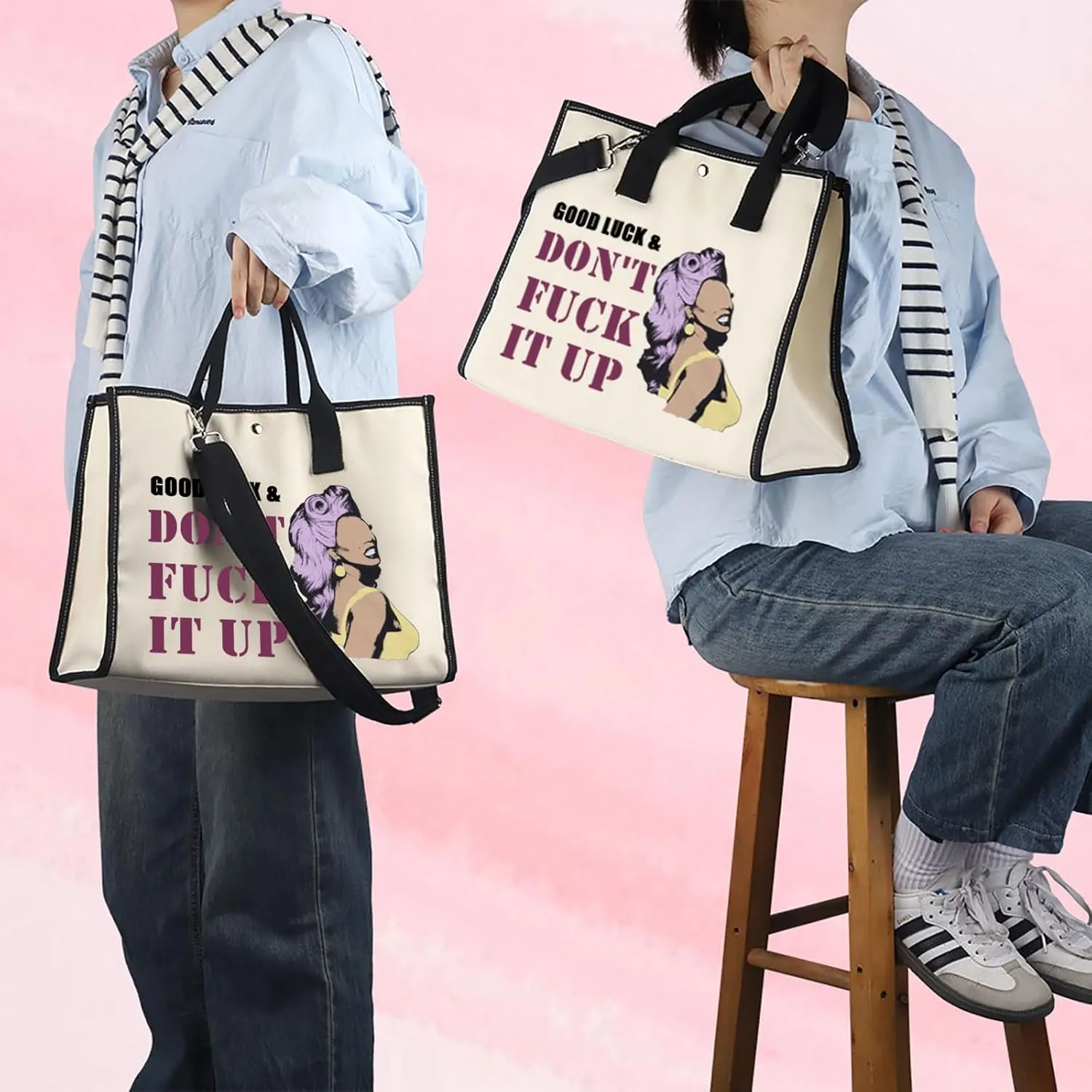 RP Fan Gift Drag Race Cosmetic Bag Good Luck & Don't Fck It up Makeup Zipper Pouch for Drag Queen Fans (GoodLuckTB)