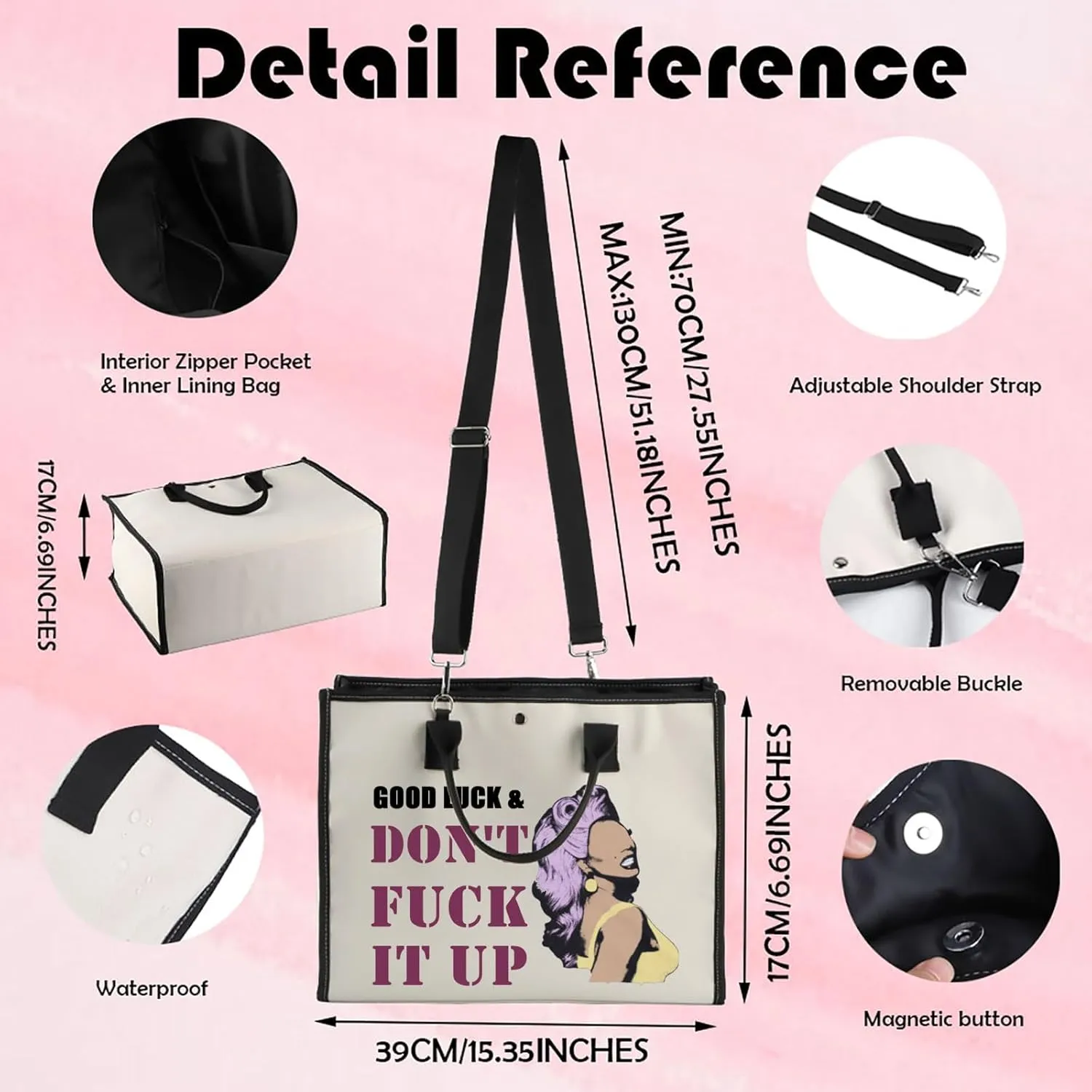 RP Fan Gift Drag Race Cosmetic Bag Good Luck & Don't Fck It up Makeup Zipper Pouch for Drag Queen Fans (GoodLuckTB)