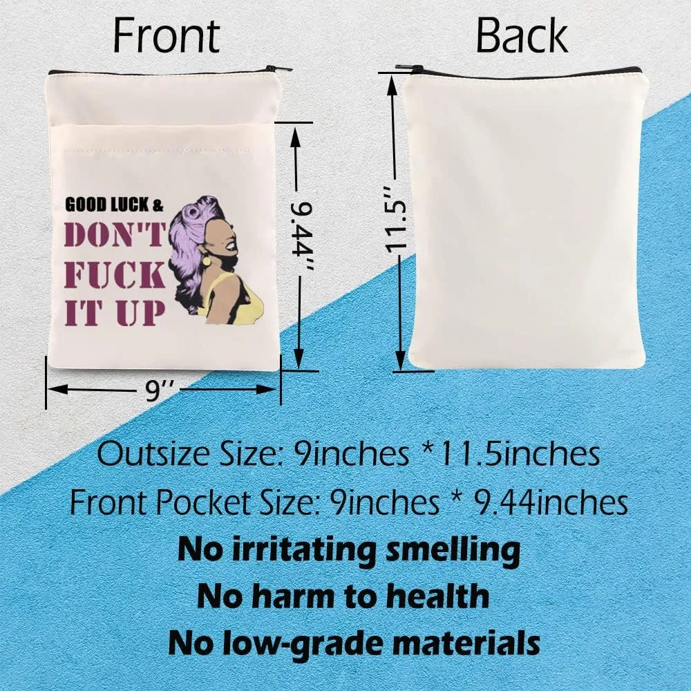 RP Fan GiftDrag Race Cosmetic Bag Good Luck & Don't Fck It up Makeup Zipper Pouch for Drag Queen Fans (Book sleeve)