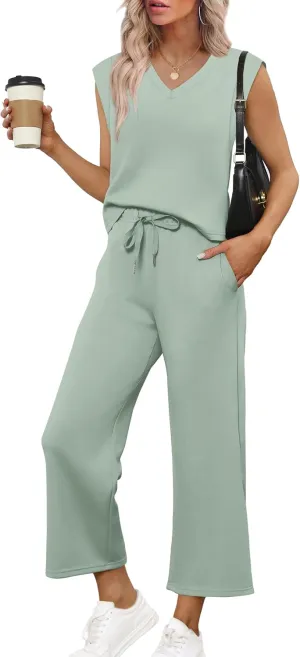 SAMPEEL Two Piece Sets for Women Summer Vacation Travel Outfits Business Casual Outfits Matching Sets Women Clothing