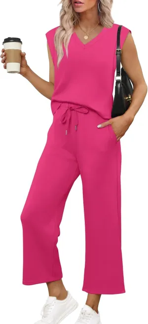 SAMPEEL Two Piece Sets for Women Summer Vacation Travel Outfits Business Casual Outfits Matching Sets Women Clothing