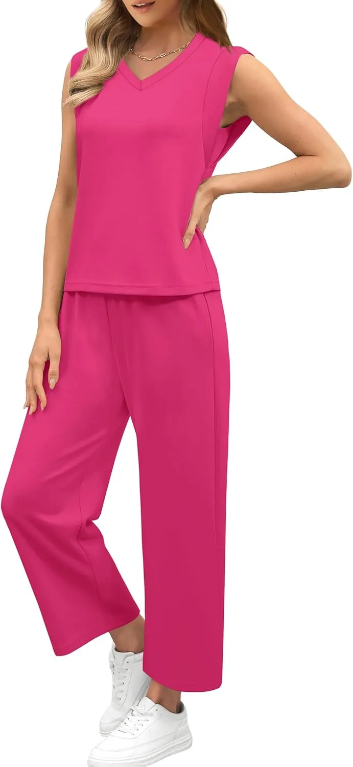 SAMPEEL Two Piece Sets for Women Summer Vacation Travel Outfits Business Casual Outfits Matching Sets Women Clothing