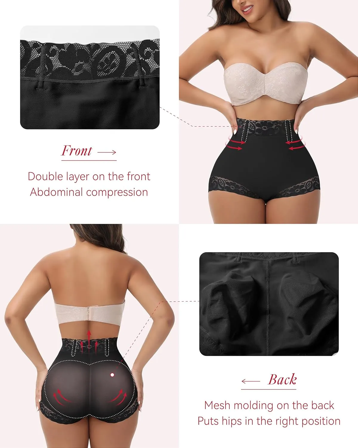 SHAPSHE Fajas Colombianas Moldeadoras Tummy Control Shapewear Shorts Butt Lifter Panties Slimming Body Shaper Underwear