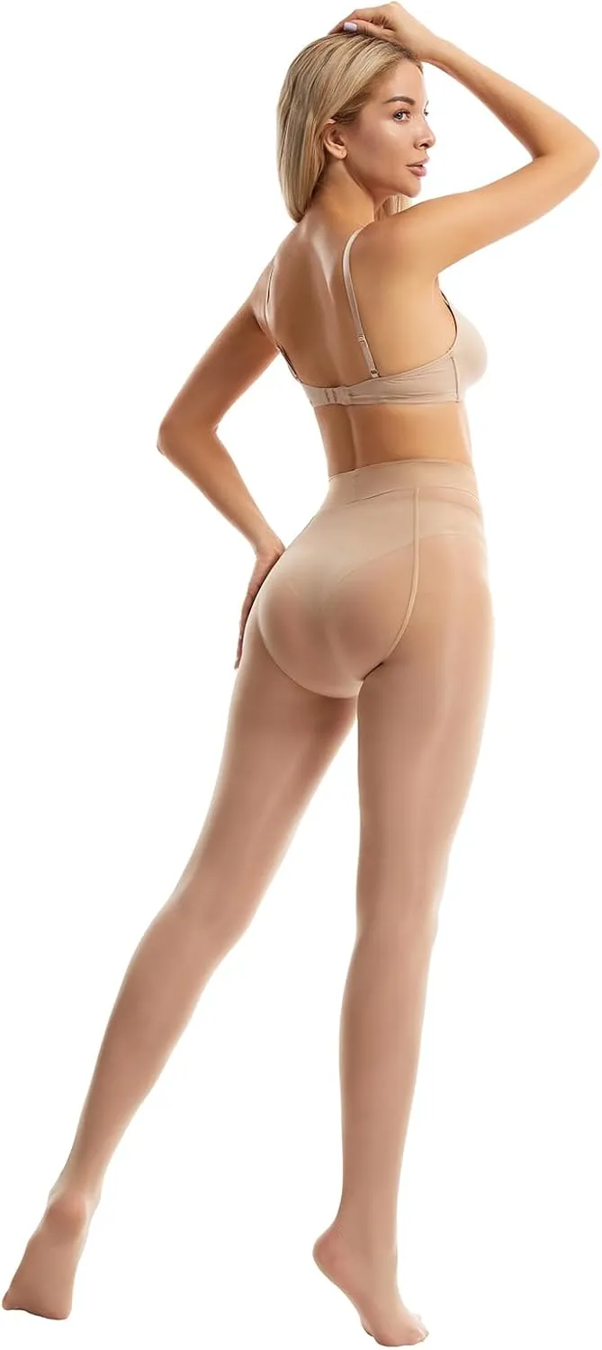 Shiny Pantyhose for Women Ultra Oil Shimmer Tights High Waist Dance Tights Run Resistant 2 Pairs